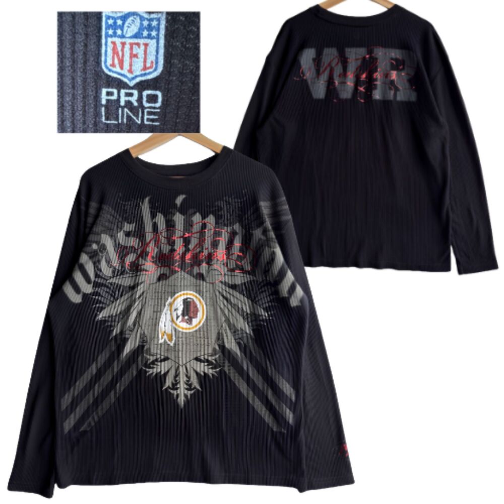 Vintage Y2K Washington Redskins Shirt NFL Pro Line Men’s XL Black Thermal Waffle